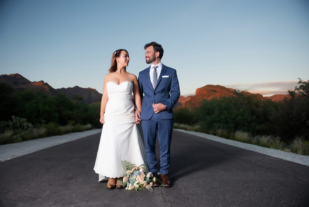tucson elopement mountains sunset